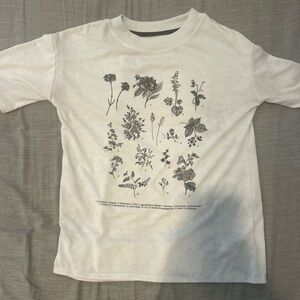 White graphic floral tee